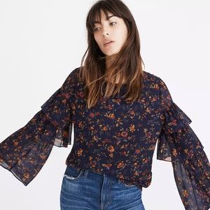Madewell Ruffle-Sleeve Top in Climbing Vine